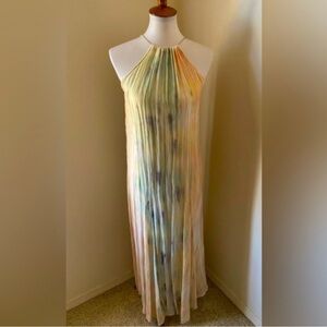 YBF Sheer Bohemian 70’s Whimsical Tie Dye Acid Wash Handcrafted Couture Dress